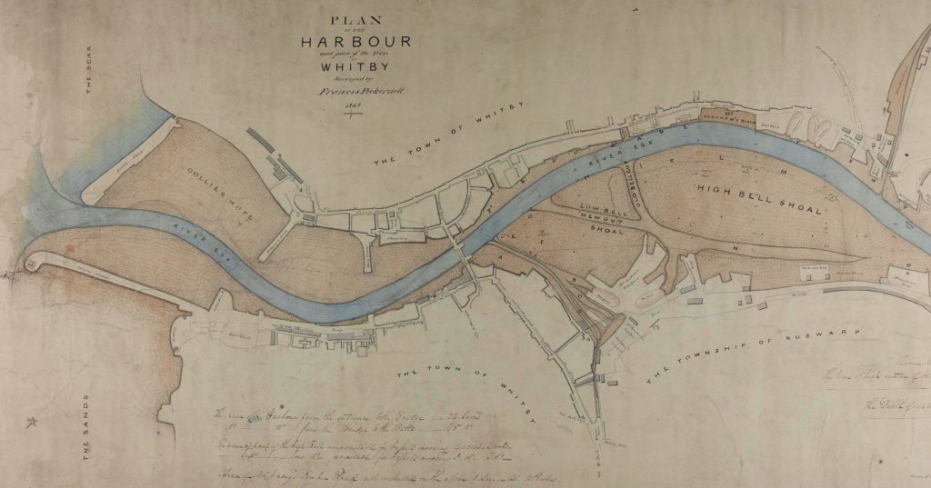 Plan of Whitby Harbour by Francis Pickernell, 1838