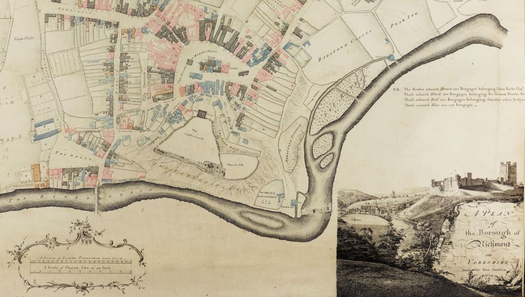 Close-up of the plan showing the river Swale